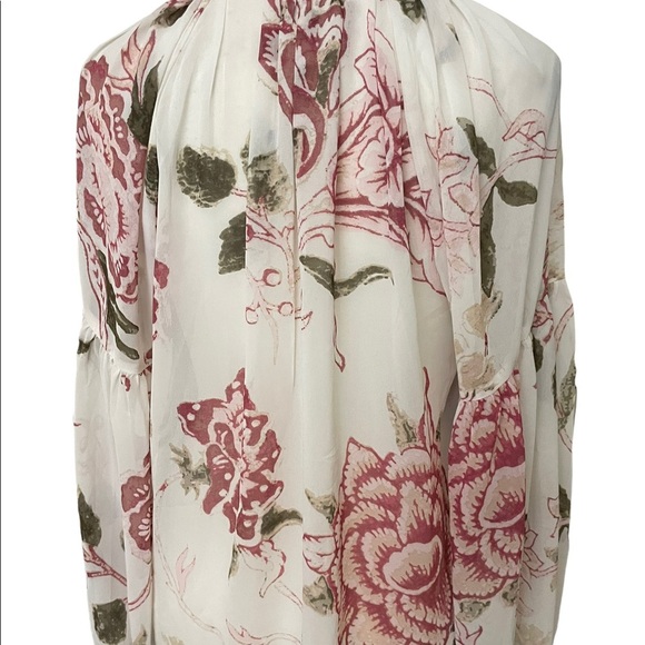 Lucky brand womens long sleeve printed peasant top ruffle details size Medium - Picture 10 of 14